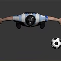 Soccer Player Wearing Argentina Striped Jersey with Captain Armband and Soccer Ball