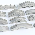 Various Stone Landscape Bridge Models Featuring Different Architectural Design Styles 3d model