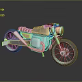 Vintage Light Green Motorcycle With Orange Seat And Metallic Body Design