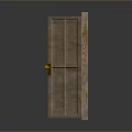 Wooden Door With Golden Handle And Natural Wood Design For Interior