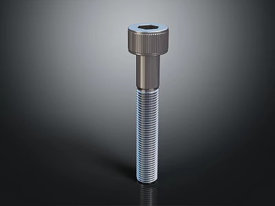 Industrial Grade Shiny Metal Threaded Bolt With Cylindrical Head And Smooth Surface 3d model