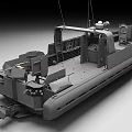 Gray Military Rigid Inflatable Boat With Open Deck And Equipment Mounts