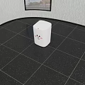 Public Facility White Trash Can With Cartoon Smiley Face And Pink Cheeks 3d model