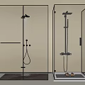 Modern Shower System with Rainfall Head Handheld Sprayer Glass Door and Slippers