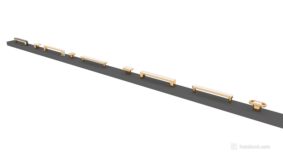 Modern Golden Handles With Sleek Design For Cabinets And Drawers 3d model 