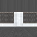 Gray Feature Wall With Vertical Stripes Design Central Square Structure And Bottom Reflection 3d model