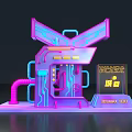 3D Cyberpunk Neon Mechanical Structure With Circuit Elements And EDOMAX TEC 3d model