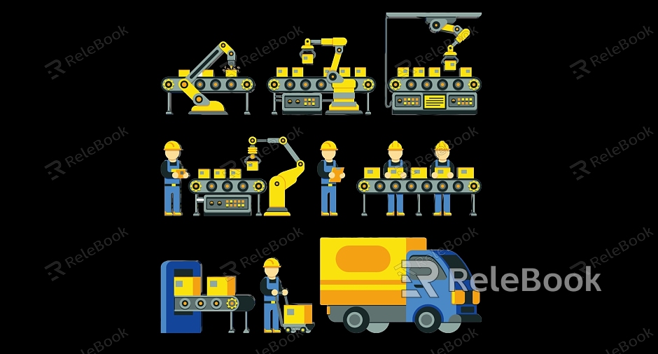 Industrial Intelligent Robot Robot Arm Workshop Equipment Silhouette model