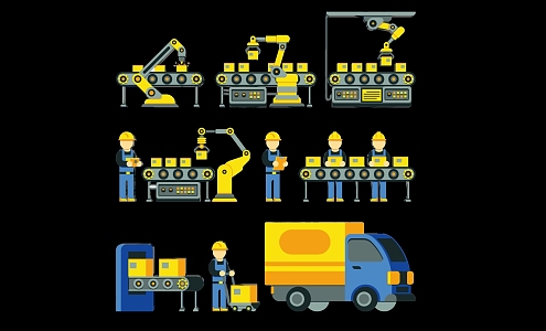 Industrial Intelligent Robot Arm Workshop Equipment Silhouette 3d model