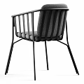 Modern Leisure Chair with Black Metal Frame Gray Upholstered Seat and Slatted Backrest