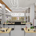 Modern Digital Store Interior With Display Tables Mobile Phones And Accessories