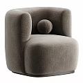 Modern Beige Upholstered Accent Chair with Curved Armrests Round Decorative Ball and Plush Seat Cushion