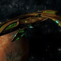 Intricate Sci Fi Mechanical Structure Featuring Brown Exterior And Green Glowing Accents