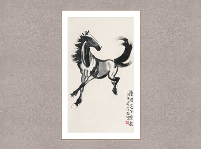 New Chinese Animal Painting Xu Beihong Horse 3d model