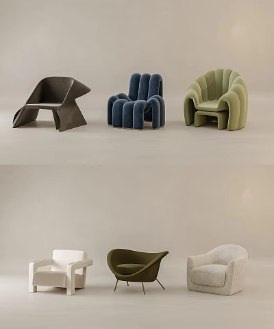 Contemporary Accent Chair with Sculptural Shape and Velvet Fabric for Modern Living Room 3d model