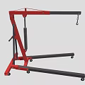 Red Mobile Hoist Equipment With Frame Wheels Chain And Hook 3d model