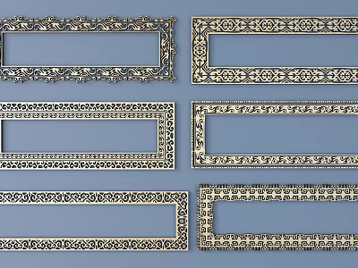 Ornate Carved Decorative Frames Featuring Diverse Intricate Patterns And Artistic Details 3d model