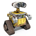 Intelligent Yellow Robot WALL E Featuring Large Eyes Mechanical Arms And Tracks 3d model
