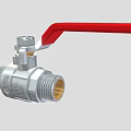 Metallic Water Faucet With Red Handle DN25 16BAR Markings And Ball Valve Design