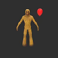 Game and Movie Character Yellow Humanoid with Three Vertical Lines on Face and Red Balloon