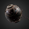Antique Metallic Sphere Shaped Wine Bottle With Chain And Gemstone Decorations