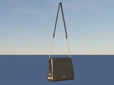 Stylish Black Crossbody Bag With Long Shoulder Strap And Chain Accents Minimalist Design 3d model