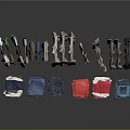 Fashion Clothing Collection with Hanging Tops Dresses and Folded Colorful Apparel