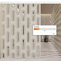 Modern Room Divider With Geometric Cutout Design In Light Color Corridor Interior