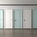 Hinged Doors in Various Styles and Colors with Different Panel Designs 3d model