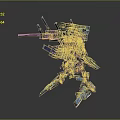 Futuristic 3D Robot Game Movie Character with Purple Pink Mechanical Structure Weaponry and Standing Pose