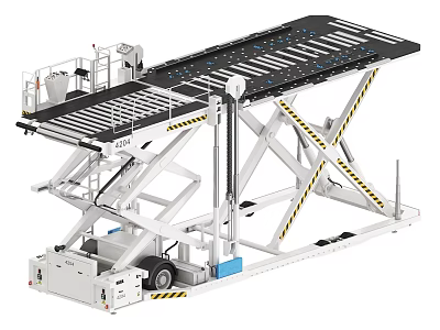 Industrial Mobile Scissor Lift Platform With Hydraulic System And Safety Loading Rail 3d model