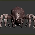 Pink Mite With White Spots And Multiple Legs 3D Rendered On Dark Background 3d model