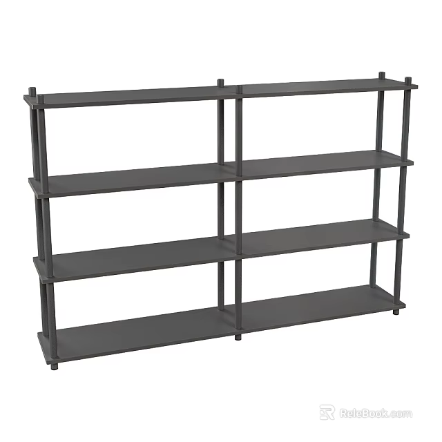 Sturdy Black Metal Shelving Unit With Multiple Open Tiers For Home Storage 3d model 