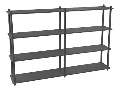 Sturdy Black Metal Shelving Unit With Multiple Open Tiers For Home Storage 3d model