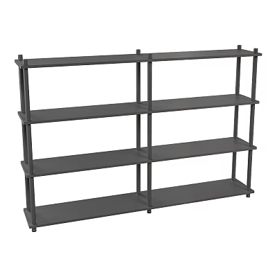 Sturdy Black Metal Shelving Unit With Multiple Open Tiers For Home Storage 3d model