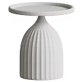 Elegant Cream Beige Ribbed Pedestal Dining Table With Smooth Round Tabletop For Minimalist Home Interiors