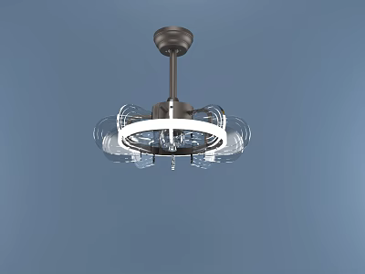Modern Chandelier With Metal Frame And Transparent Glass Shades For Home Decor 3d model