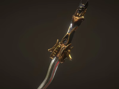 Ornate Ancient Sword With Golden Hilt Decorations And Sharp Metallic Blade 3d model