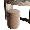 Modern Elegant Dressing Table With Marble Top Round Mirror And Matching Stool 3d model