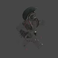 Game Fantasy Character In Spiked Red Armor With Feathered Helmet And Staff