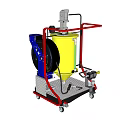 Mobile Industrial Equipment With Yellow Container Blue Components And Red Frame 3d model
