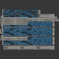Modern Structural Building Component With Blue Panel And Silver Layered Texture