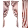 Golden Striped Curtains With White Dots For Home Decor In Light Blue Pink Purple
