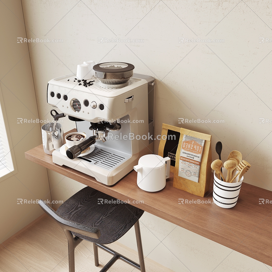 Coffee Machine Coffee Equipment Coffee Bean Coffee Cup Coffee Supplies Pull Flower Coffee 3d model