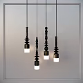 Modern Unique Pendant Lights With Black Structures And White Lampshades Design 3d model