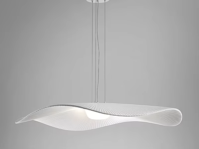Modern White Wavy Chandelier With Sleek Curved Design And Hanging Pendant Lighting 3d model