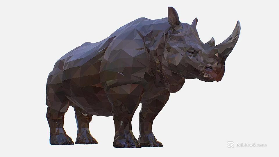 Low Poly 3D Rhinoceros Game And Movie Character Art Design 3d model 