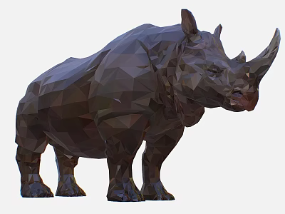 Low Poly 3D Rhinoceros Game And Movie Character Art Design 3d model
