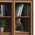 Wooden Display Cabinet Shelves With Glass Doors Storage Books Decorative Items And Organizer Boxes