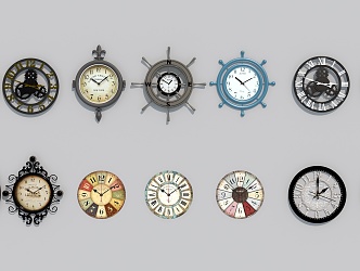 Wall clock retro clock classical clock 3d model